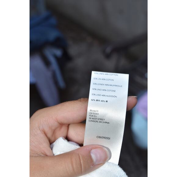 We The Free by Free People White Linen Cotton Collared V-Neck Top – Size M - Picture 5 of 5